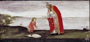 聖アウグスティヌスの幻影、聖バルナバ祭壇画の細部（木にテンペラ 作： Sandro Botticelli