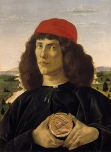 コジモAのメダルを持つ見知らぬ人の肖像 作： Sandro Botticelli