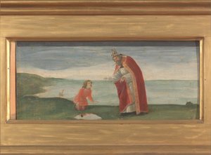 セントオーガスティンと海のビーチで少年 作： Sandro Botticelli