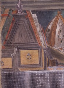 聖アウグスティヌスの監房の詳細、1480年頃のフレスコ画29143の詳細 作： Sandro Botticelli