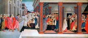 聖ゼノビウス、c1500の初期の生活からの4つのシーン 作： Sandro Botticelli