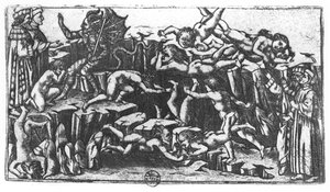 地獄、ダンテアリギエーリ作「神の喜劇」（1265-1321） 作： Sandro Botticelli