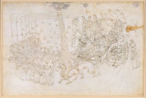 『神曲』、煉獄篇第30歌。地上の楽園：勝利の戦車に乗るベアトリーチェ 作： Sandro Botticelli