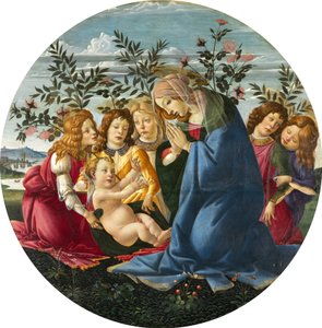 5人の天使の子供を崇拝するマドンナ 作： Sandro Botticelli