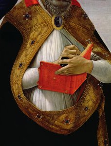 聖アウグスティヌス、聖母の戴冠式、1488-90テンペラ、44363のパネル詳細 作： Sandro Botticelli