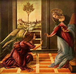チェステッロ受胎告知、1489、1937。 作： Sandro Botticelli