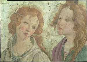 ヴィーナスと若い女の子に贈り物を提供する3つのグレイス、1つの優美の詳細、33760のc.1483フレスコの詳細93891-3も参照 作： Sandro Botticelli