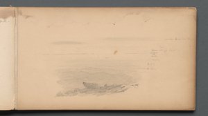 スケッチブック、04ページ：海の風景、カラー表記付き 作： Sanford Robinson Gifford