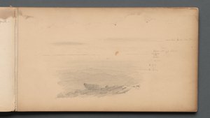 スケッチブック、04ページ：カラー表記のある海景、1859年。 作： Sanford Robinson Gifford