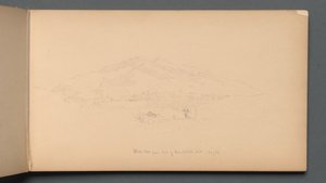 スケッチブック、12ページ：1859年、ランドルフヒルのふもとの白い騎士。 作： Sanford Robinson Gifford