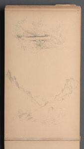 スケッチブック、15ページ：風景、ベルリンの滝、1859年。