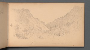 スケッチブック、18ページ："ディクスヴィル・ノッチ、89年9月4日" 作： Sanford Robinson Gifford