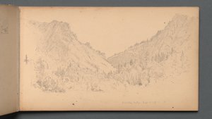 スケッチブック、18ページ：Dixville Notch、9月4日、89、1859。 作： Sanford Robinson Gifford