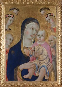 聖母子と聖アポロニアとベルナルディーノと4人の天使、1460年頃 作： Sano di Pietro