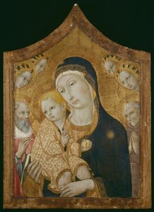 聖母子と聖ジェローム、シエナのベルナルディーノ、天使たち 作： Sano di Pietro