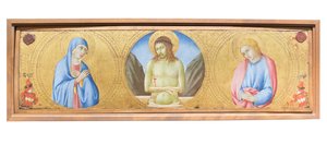 処女マリアと伝道者聖ヨハネの間の悲しみの人としてのキリスト 作： Sano di also Ansano di Pietro di Mencio Pietro