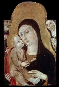 聖人と聖母子。 サノ ディ ピエトロ (1406-1481) の絵画。 木にテンペラ、43 x 27 cm。 シエナの学校、イタリアのゴシック芸術。 プーシキン美術館、モスクワ。 ©FineArtImage/リーマージュ 作： Sano di also Ansano di Pietro di Mencio Pietro