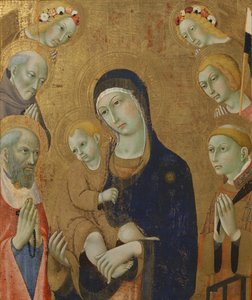 聖母子と天使と聖人たち（木版画） 作： Sano di also Ansano di Pietro di Mencio Pietro