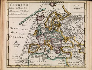 国立図書館の地図コレクションより。この地図は1690年から1708年に発行されたもので、ヨーロッパが 作： Sanson chez Mortier