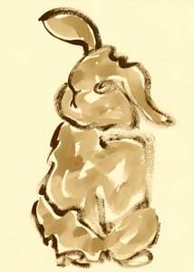 愛らしいセピア調のウサギ 作： 