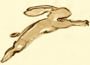 跳ねるウサギのスケッチ 作： 