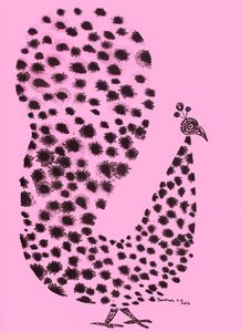 ピンクの斑点のある孔雀