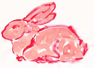 鮮やかな赤のウサギ