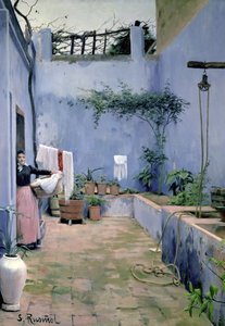 パティオインテリア（キャンバスに油彩） 作： Santiago Rusinol i Prats