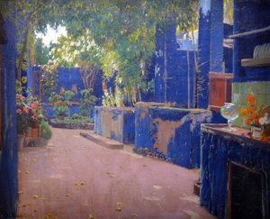 ブルー パティオ - (エル パティオ アズール、シッチェス) - Santiago Rusinol y (i) Prats (1861-1931) 1913年作。 バルセロナ (バルセロナ) カタルーニャ国立美術館 - Gusman/Leemage 作： Santiago Rusinol i Prats