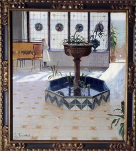 ヴェレンダの下の泉 サンティアゴ・ルシノール・イ・プラッツ（1861-1931）による絵画 1894年 個人蔵