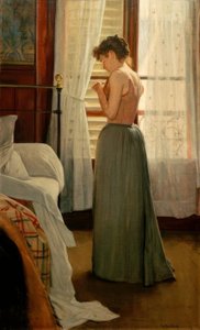 女性のいるインテリア 作： Santiago Rusiñol