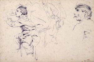 子供と男性の姿の研究 作： Santiago Rusiñol