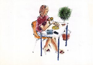 カフェ、2009（アクリル） 作： Sara Hayward