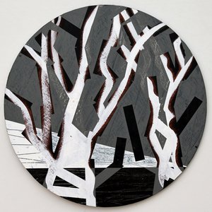 Twixt Heaven & Earth IX-B (円形ボードにアクリル) 作： Sara Hayward