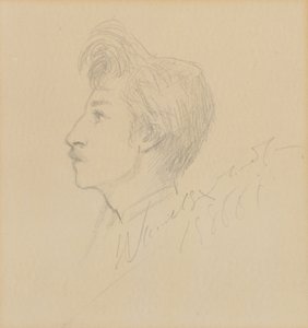 W.グラハム・ロバートソンの肖像、日付不明（紙にグラファイト） 作： Sarah Bernhardt