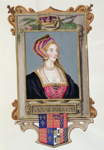1825年に出版された「エリザベス女王の裁判所の回想録」からの若い女性としてのヘンリー8世の女王としてのアンブーリン（1507-36）の肖像（WCとガッシュ紙）
