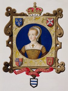 1825年に出版された「エリザベス女王の回顧録」からの若い女性としてのヘンリー8世の女王、キャサリン・パー（1512-48）の肖像、1825年に出版（紙およびガッシュ紙）