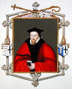 ジョン・ウィットギフト（c.1530-1604）カンタベリー大司教の肖像（1825年に出版された「エリザベス女王の宮廷の回顧録」より）（紙に水彩・ガッシュ