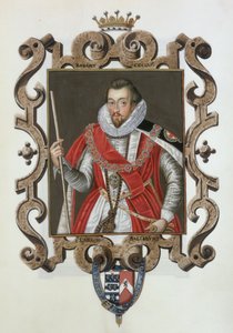 1825年に出版された「エリザベス女王の回顧録」からロバートセシル（1563-1612）の最初のソールズベリー伯爵の肖像（WCとガッシュ紙）