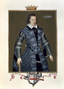 1825年に出版されたウィリアムセガー卿（fl.1913-d.1633）のオイルの後のエリザベス女王裁判所の回想録からロバートデブルー（1566-1601）の2代目のエセックス伯爵（WCとガッシュ紙）