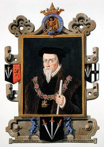 サー・ウィリアム・ポーレット（c.1485-1572）ウィンチェスター侯爵の肖像（1825年に出版された「エリザベス女王の宮廷の回想録」より）（紙に水彩、ガッシュ 作： Sarah Countess of Essex