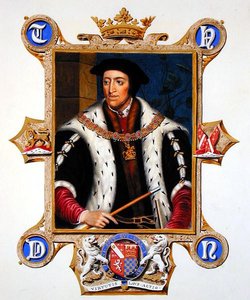 第3代ノーフォーク公爵トーマス・ハワード（1473-1554）の肖像（1825年に出版された「エリザベス女王の宮廷の回顧録」より）（紙に水彩、ガッシュ 作： Sarah Countess of Essex
