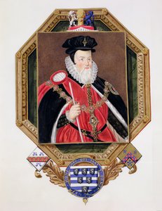 1825年に出版されたMarcus Gheeraerts the Younger（c.1561-1635）の写真（wc and gouache o）の後の、エリザベス女王の裁判所の回想録からのウィリアムセシル（1520-98）の最初の男爵バーリー