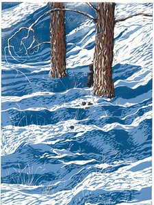 春の雪、2016年（リノカット） 作： Sarah Drummond