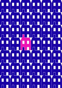青い紙の家_大、2020年（デジタル）