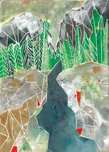 幾何学的な山と川