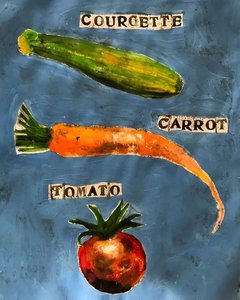 果物と野菜、2023年（水彩） 作： Sarah Thompson Engels