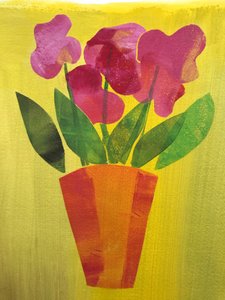 フラワーポット,2019,(monoprint) 作： Sarah Thompson Engels