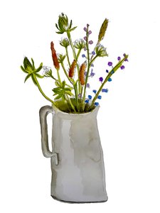 グレーの水差し」、2020年（水彩画 作： Sarah Thompson Engels