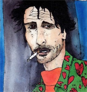 タバコを持つ男,2020（紙にインク 作： Sarah Thompson Engels